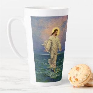 Tasse Latte Vintage Religion, Jésus-Christ marche sur l'eau