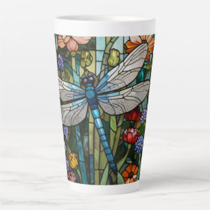 Tasse Latte Vintage Verre de tache fleurie de l'art des libell