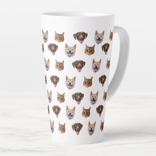 Tasse Latte Visage personnalisé Chien, Chien Chat Maman Photo  (Angle droit)