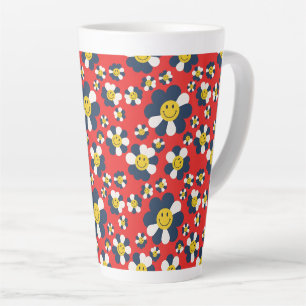 Tasse Latte Visage Souriant Rétro Patriote
