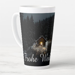 Tasse Latte Vœux de Noël avec maison de sorcière