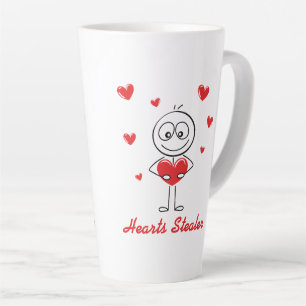 Tasse Latte Voleur de cœurs Dessin de personnage en bâton mign