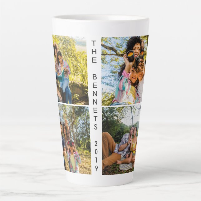 Tasse Latte VOS photos et texte tôlerie personnalisée en latte (Devant)