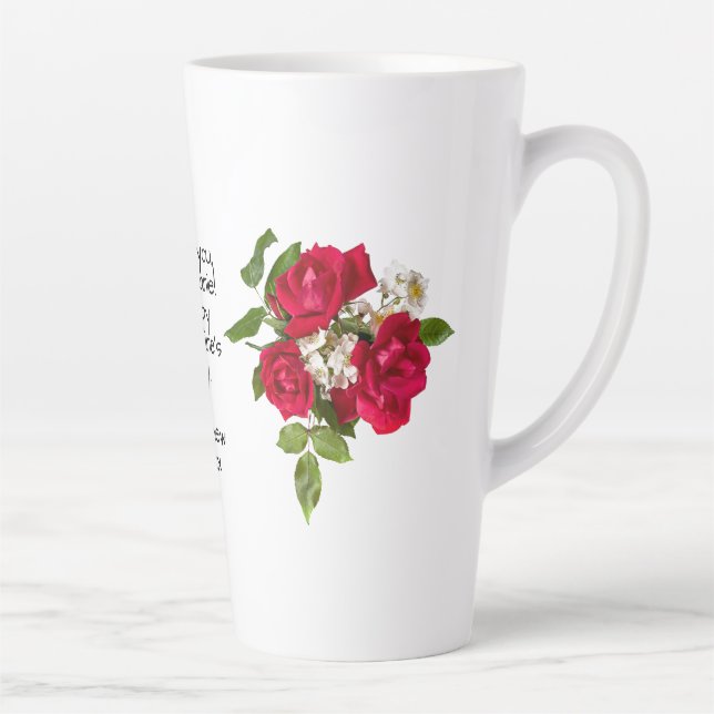 Tasse Latte Votre message : Bouquet Rose rouge Photo Valentine (Droite)