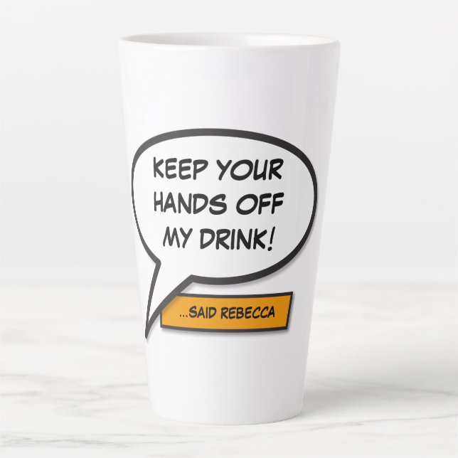 Tasse Latte Votre message Voix Bubble Amusant Retro Comique Li (Devant)