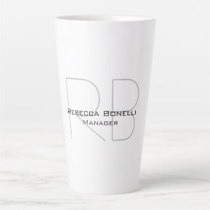 Tasse Latte Votre nom Monogramme Votre titre Moderne