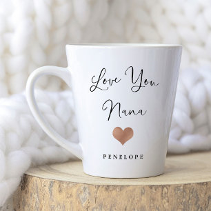 Tasse Latte Vous aimez Nana   Script manuscrit et coeur