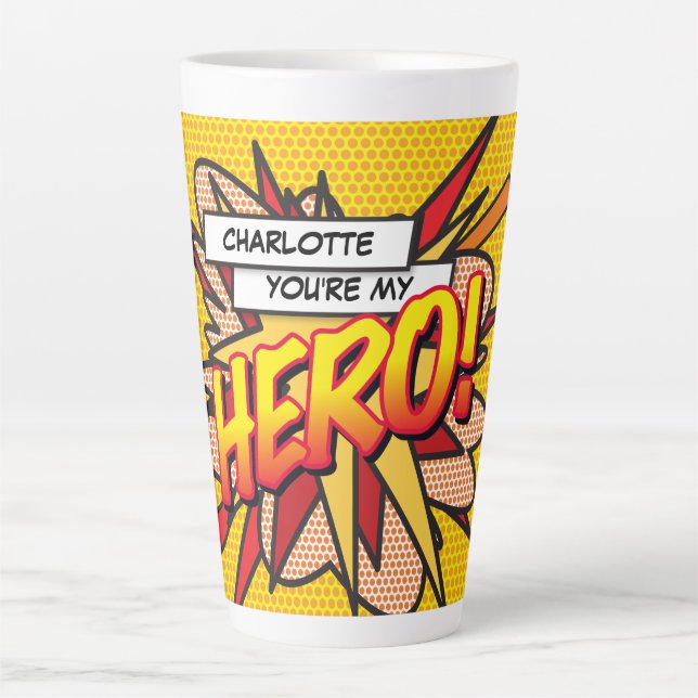 Tasse Latte Vous êtes mon HERO Fun Retro Comic Book Pop Art (Devant)
