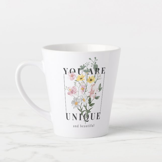 Tasse Latte Vous êtes un Slogan floral unique (Gauche)