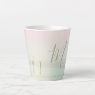 Tasse Latte Voyage Surf été Plage Rose Mist Monogramme