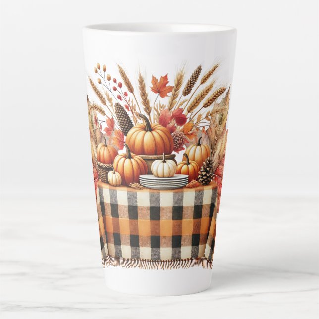 Tasse Latte Warm Red and Orange Farmhouse Thanksgiving (Devant)