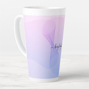 Tasse Latte Wavelines Abstraites bleu rose