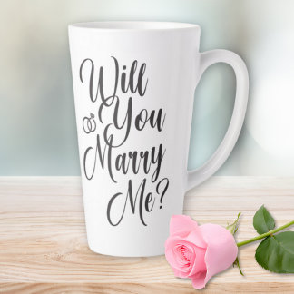 Tasse Latte Wedding Marriage Elegant Script Proposal 