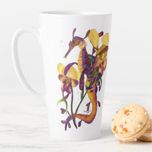Tasse Latte Weedy Seadragon avec orchidées