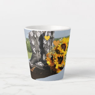 Tasse Latte Western Boots tournesol Mariage rustique