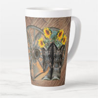 Western Wagon Wheel Guitar Cowboy bottes tournesol