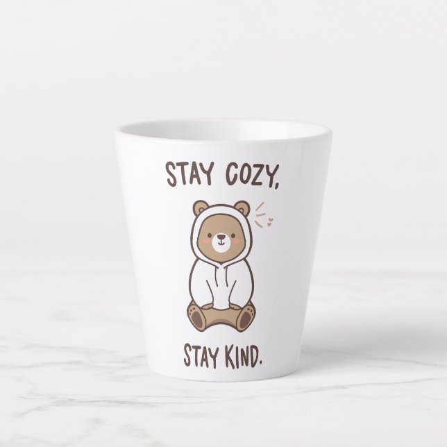 Tasse Latte Whimsical Bear with Positive Kindness Quote (Devant)