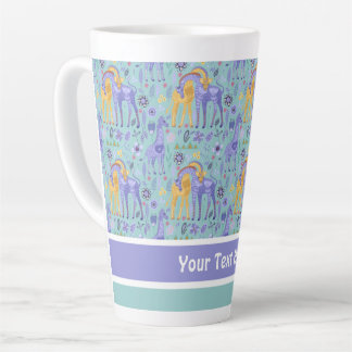 Tasse Latte Whimsical violet Turquoise Giraffes Jaunes Motif