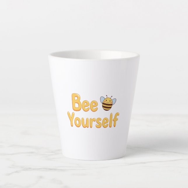 Tasse Latte Whimsical Yellow Bumblebee and Quote (Devant)
