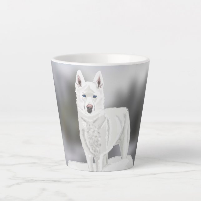 Tasse Latte White Husky (Devant)