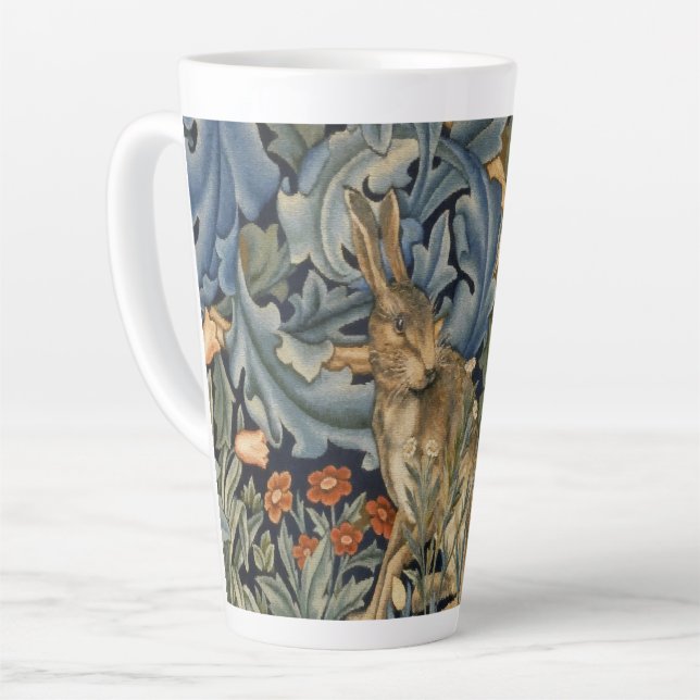 Tasse Latte William Morris Forest Rabbit Floral Art Nouveau (Angle gauche)