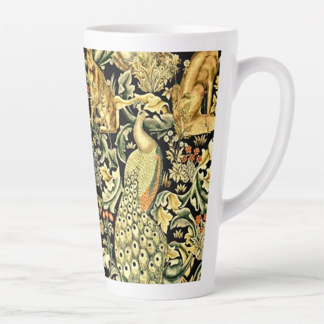 Tasse Latte William Morris Forêt Tapisserie Fox Hare Peacock (Droite)