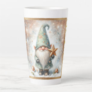 Tasse Latte Winter Wonderland Watercolor Gnome Gold Snowflake