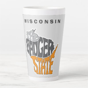 Tasse Latte Wisconsin State Pseudo Word Art