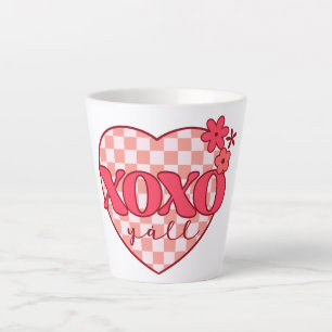 Tasse Latte XOXO   Coeur rose mignon et amoureux