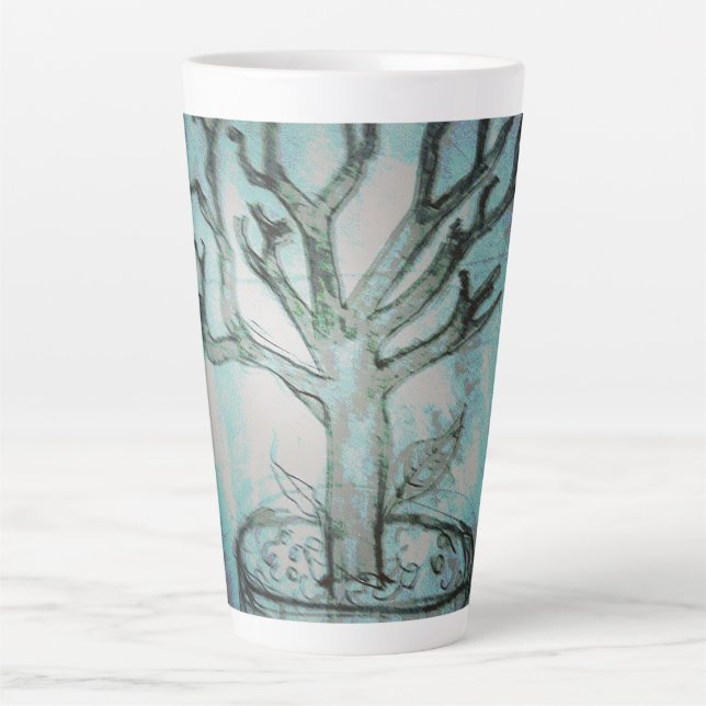 Tasse Latte yaei mort bonsai dessin d'art (Devant)