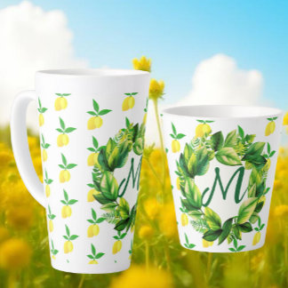 Tasse Latte Yellow Lemons Monogram