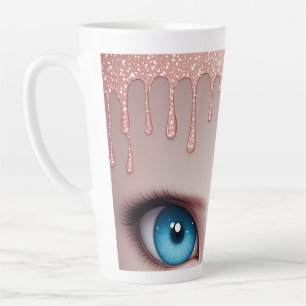 Tasse Latte Yeux bleus de fantaisie qui dégoulinent