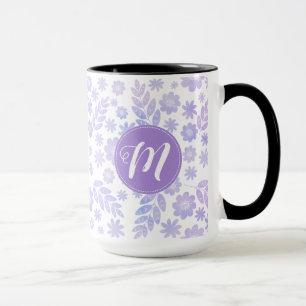Tasse Lavande Dessin à la main Flore et Monogramme