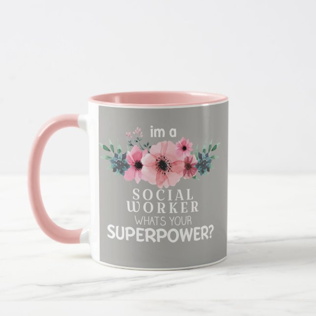 Tasse Le bel assistant social de fleur (Gauche)