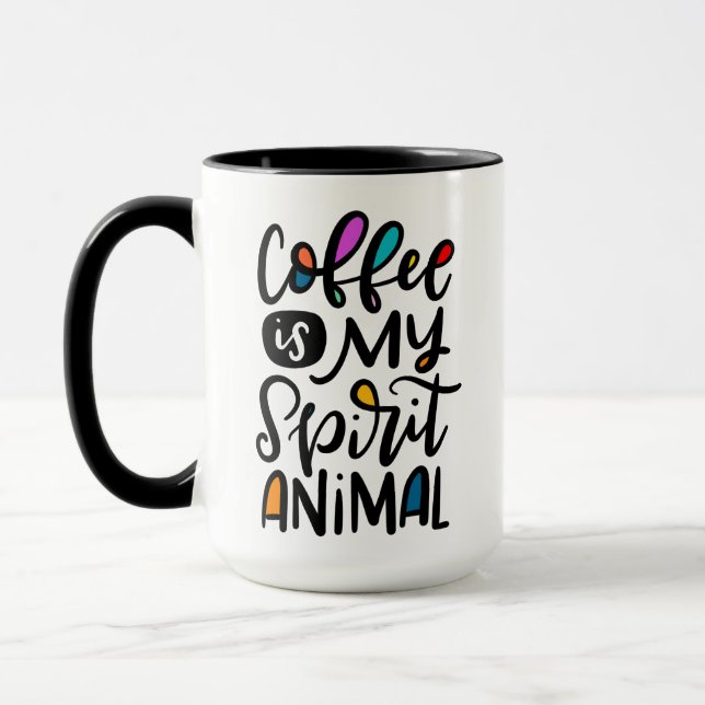 Tasse Le Café Est Mon Animal D'Esprit, Lettré À La Main (Gauche)