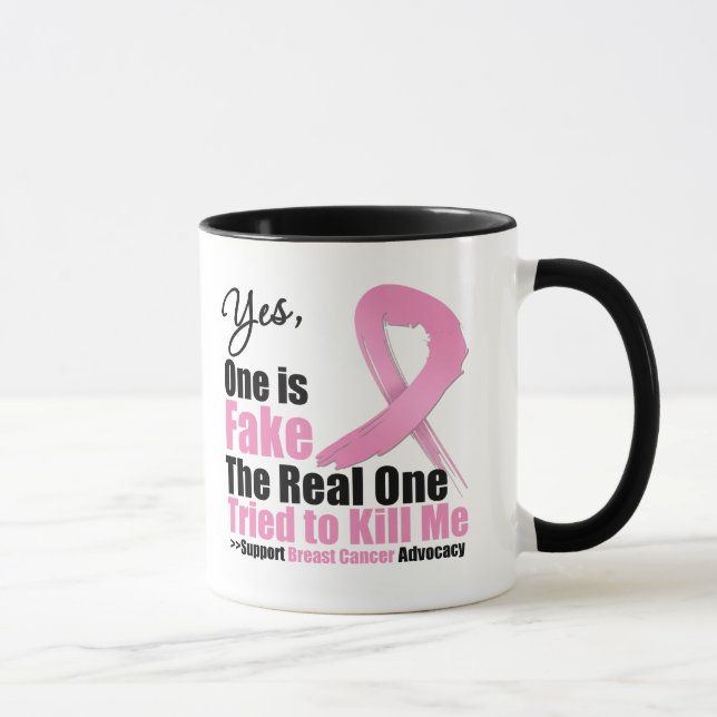 Tasse Le cancer du sein un est faux (Droite)