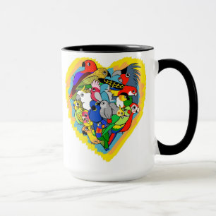 Tasse Le coeur I parrots la bande dessinée mignonne