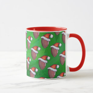 Tasse Le football de casquette de Père Noël sur le ver