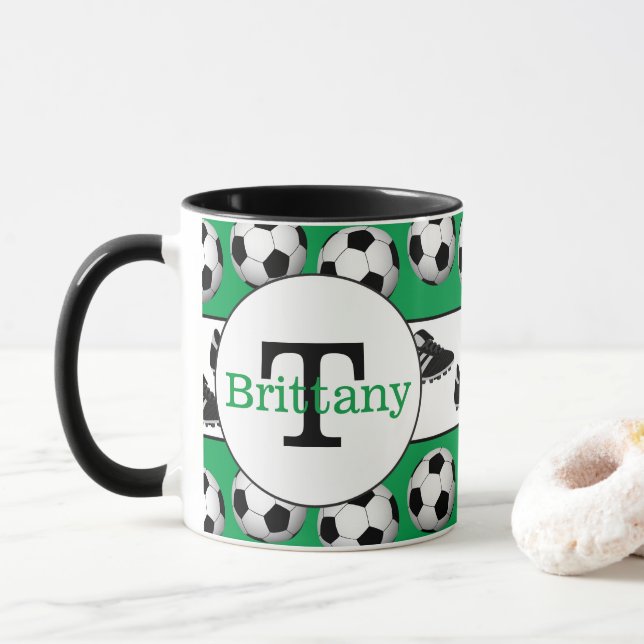 Tasse Le football folâtre personnalisable ajoutent la (Avec donut)