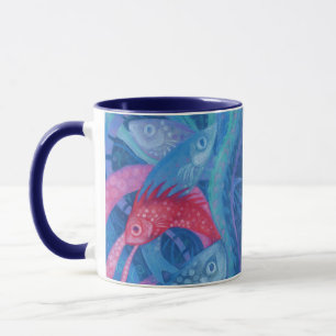 Tasse Le frai, le poisson, rose et bleu, sous l'eau