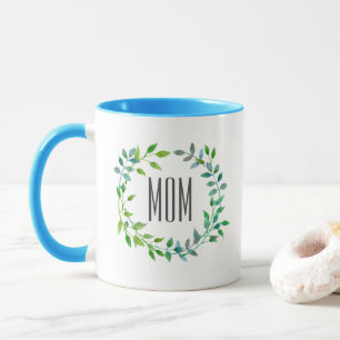 Tasse Le jour de mère vert de la guirlande de feuille
