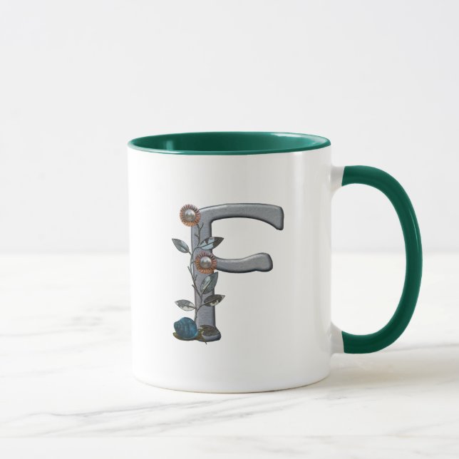 Tasse Le métal fleurit le monogramme F (Droite)