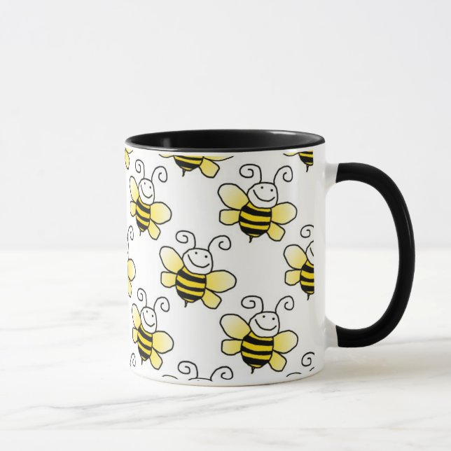 Tasse Le rétro jaune gaffent le motif d'abeille (Droite)