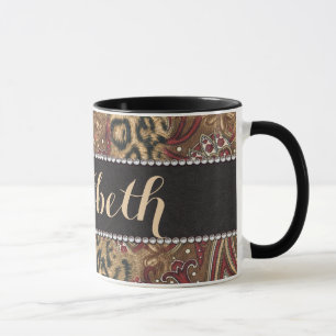 Tasse Léopard et copie de motif de Paisley à