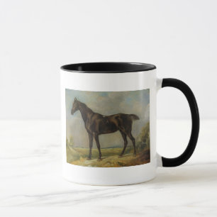 Tasse L'Équitation-Cheval noir de l'agent de police de