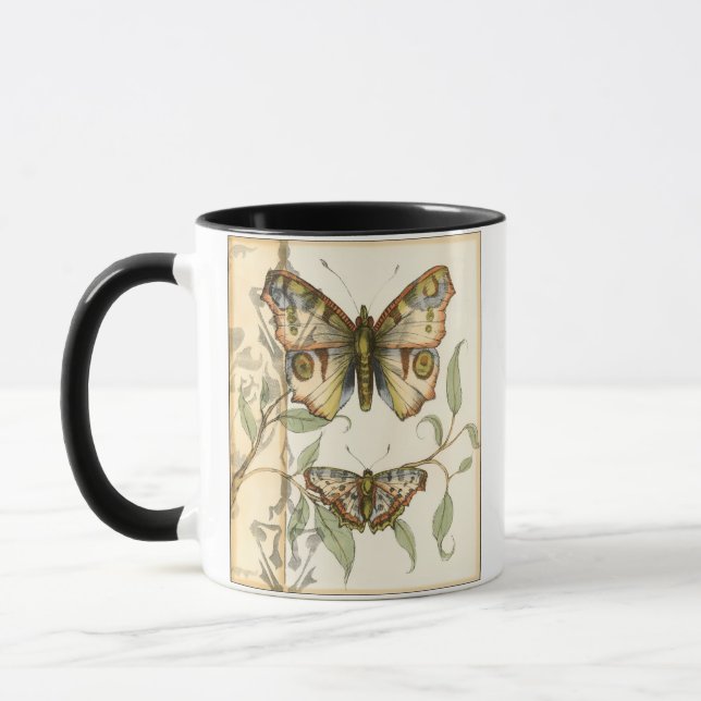 Tasse Les papillons Tandem sur les Feuilles verts (Gauche)