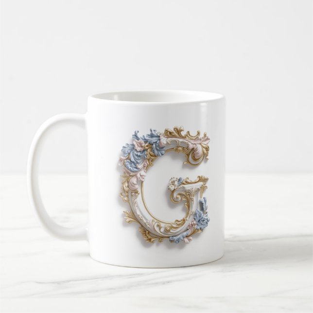 Tasse Lettre Baroque 'D' pour une Princesse du Caf (Gauche)
