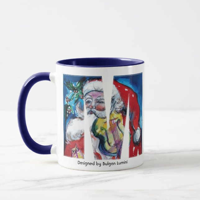 TASSE LETTRE DE NOËL M / PÈRE NOËL AVEC MONOGRAM DE VIOL (Gauche)