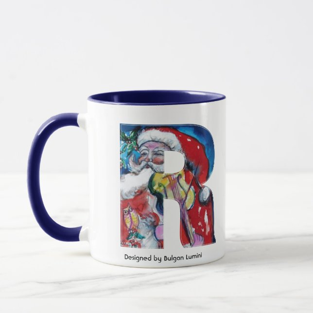 TASSE LETTRE DE NOËL / PÈRE NOËL AVEC MONOGRAM DE VIOLON (Gauche)