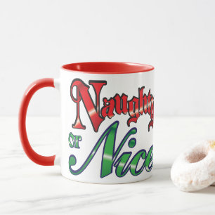 Tasse Lettres rouges rétro Noël, Naughty ou Nice
